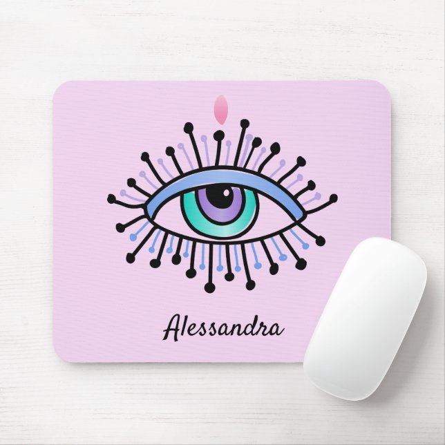 Mystical All-Seeing Eye Light  Pink Mouse Mat (With Mouse)