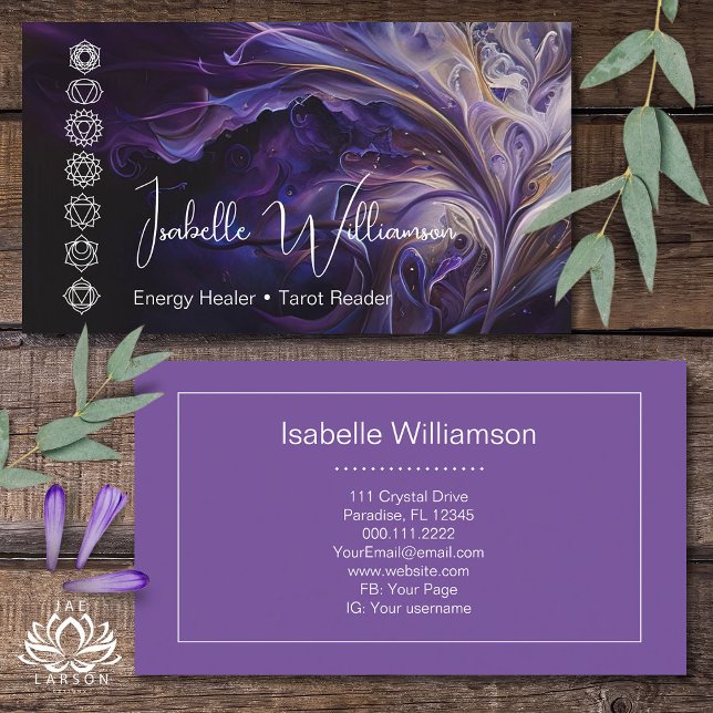 Mystical Amethyst Chakras Reiki Meditation Yoga Business Card (Creator Uploaded)