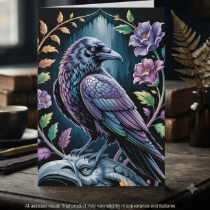 Mystical Amethyst Dark Academia Raven Thank You Card