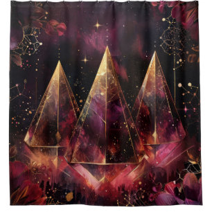 Mystical Amethyst Witchy Celestial Pattern Shower Curtain