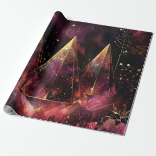 Mystical Amethyst Witchy Celestial Pattern Wrapping Paper