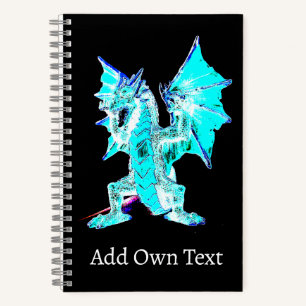 Mystical Aqua Blue Fantasy Dragon Mythical Art Notebook