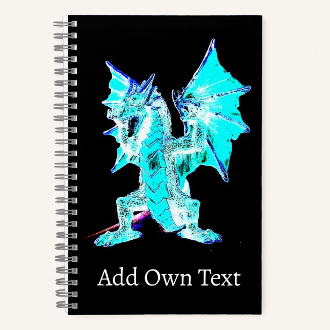 Mystical Aqua Blue Fantasy Dragon Mythical Art Notebook (Front)