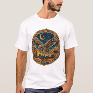 Mystical Arabian Owl Crescent Moon Desert Art T-Shirt