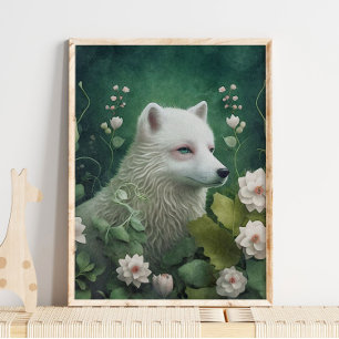 Mystical Arctic Fox Wall Art   Enchanting Woodland