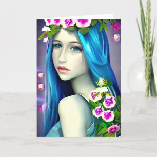 Mystical Art   Beautiful Blue Fairy Birthday Card