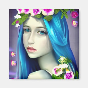 Mystical Art Beautiful Blue Fairy Magnet
