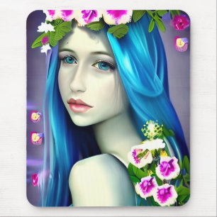 Mystical Art   Beautiful Blue Fairy  Mouse Mat