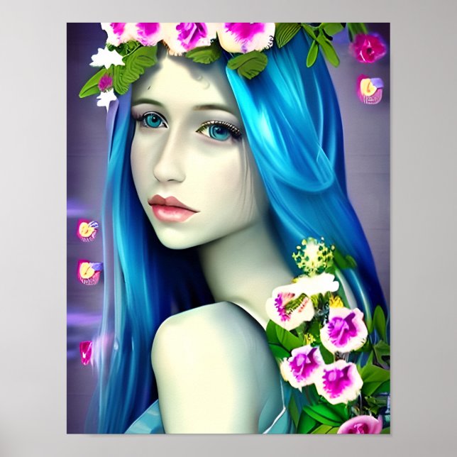 Mystical Art | Beautiful Blue Fairy  Poster (Front)