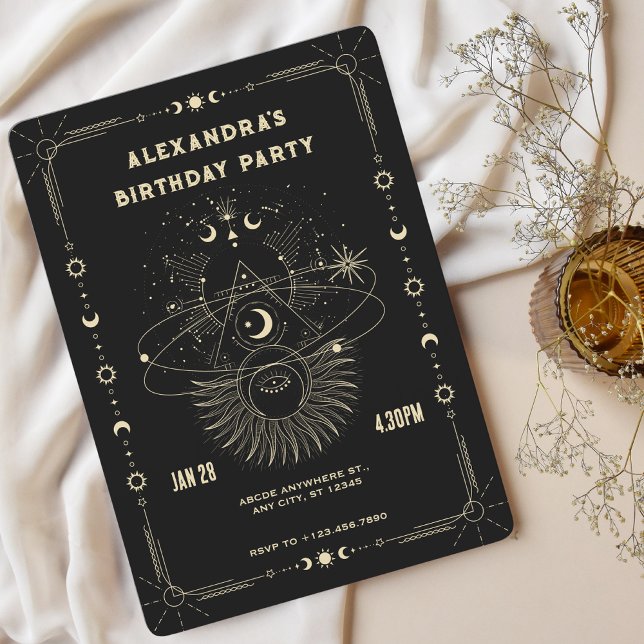 Mystical art moon celestial birthday Invitation (Creator Uploaded)
