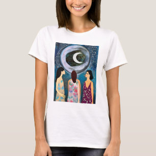 Mystical Art   Women Looking at the Moon T-Shirt