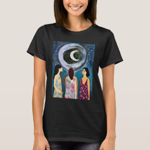 Mystical Art   Women Looking at the Moon T-Shirt