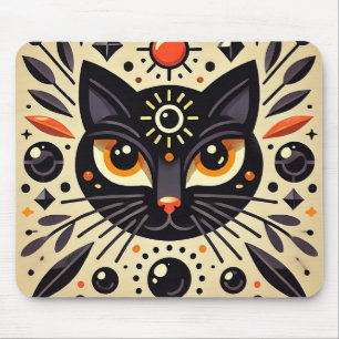 Mystical Artwork of a Black Cat  Mouse Mat