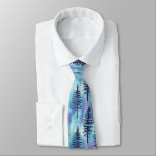 Mystical Aurora Woodland Pattern Tie