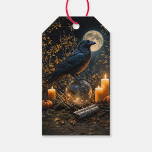 Mystical Autumn Raven with Candles  Gift Tags