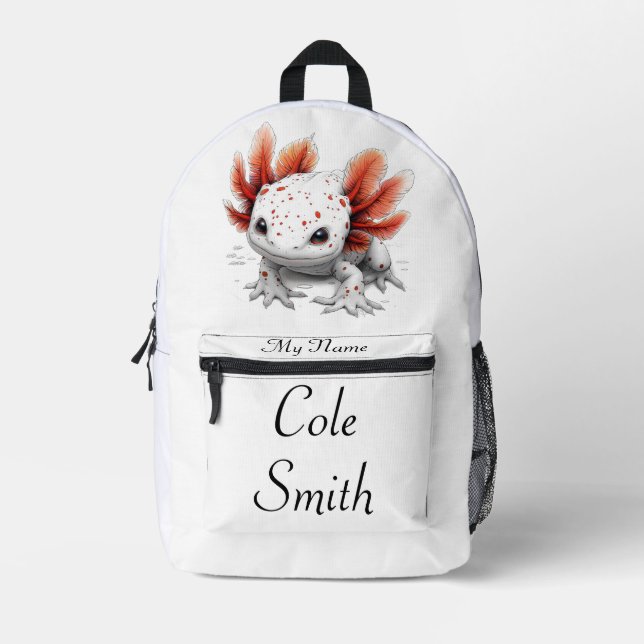 "Mystical Axolotl" Personalised Backpack (Front)
