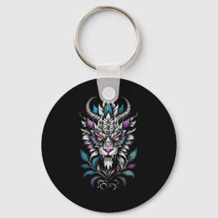 Mystical Beast Illustration – Burning Eyes Dragon Key Ring
