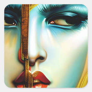 Mystical Beauty Golden Goddess   Square Sticker