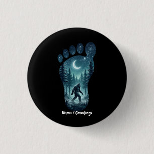 Mystical Bigfoot Footprint Starry Forest Night Art 3 Cm Round Badge