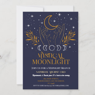 Mystical Birthday Navy Gold Moon Seance Spirits Invitation