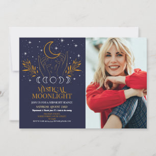 Mystical Birthday Navy Photo Moon Seance Spirits Invitation