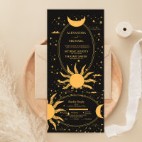 Mystical Black and Gold Sun Moon Wedding