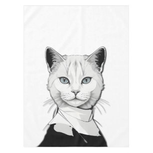 Mystical Black and White Cat of Salem Tablecloth