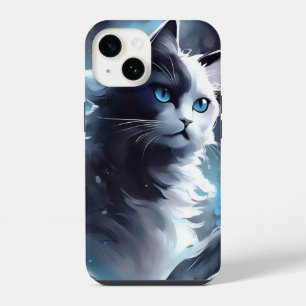Mystical Black and White Kitten   Watercolor Cat iPhone 14 Case