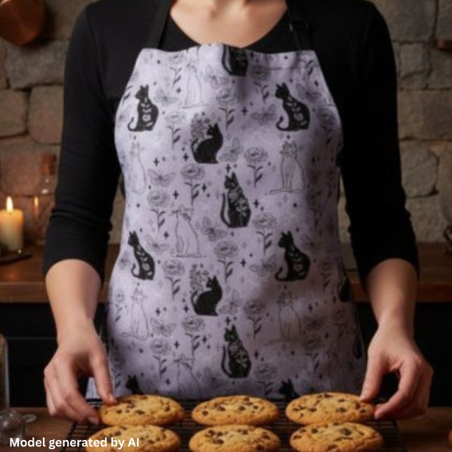 Mystical Black Cat and Butterfly Pattern | Witchy Apron (Creator Uploaded)