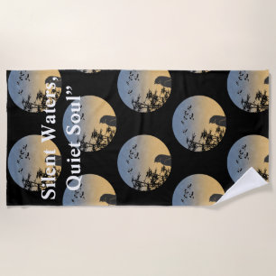 Mystical Black Cat & Bamboo-Japanese Beach Towel