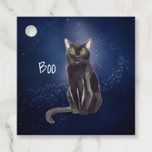 Mystical Black Cat Halloween Gift Tags