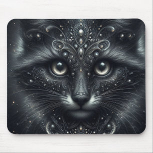 Mystical Black Cat Mouse Mat