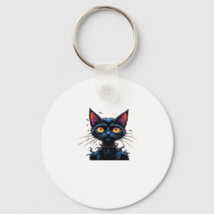 Mystical Black Cat Under Full Moon Classic T-Shirt Key Ring