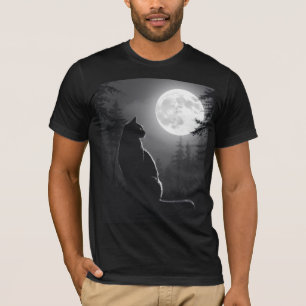 Mystical Black Cat Under Full Moon Gothic Art Men' T-Shirt