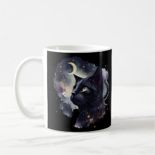 Mystical Black Cat Under Full Moon - Halloween Des Coffee Mug