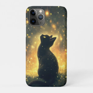 Mystical Black Cat Under Glowing Night Sky iPhone 11 Pro Case