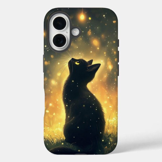 Mystical Black Cat Under Glowing Night Sky Case-Mate iPhone Case (Back)