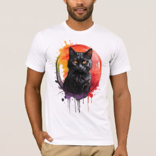 Mystical Black Cat Watercolor Bold and Artistic  T-Shirt