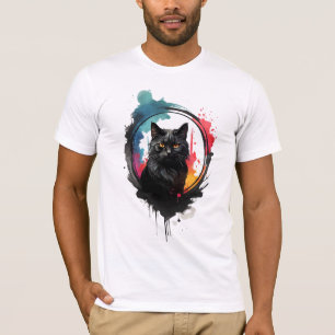 Mystical Black Cat Watercolor Bold and Artistic  T-Shirt