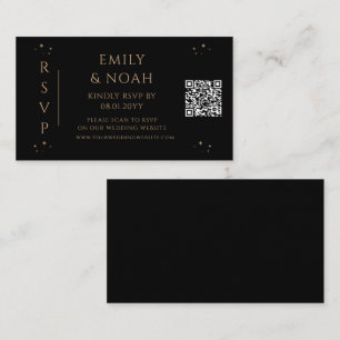 Mystical Black Gold Budget QR Code RSVP Enclosure Card