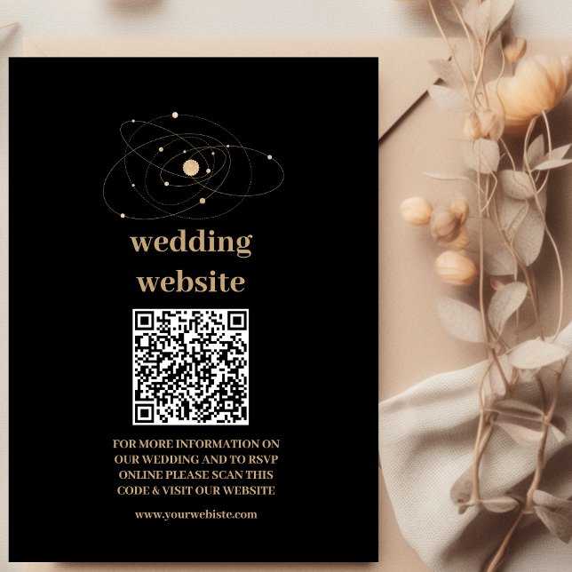 Mystical Black Gold Celestial Galaxy Wedding Enclosure Card (Creator Uploaded)