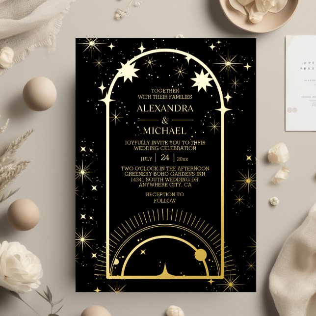 Mystical Black Gold Celestial Stars Wedding  (Creator Uploaded)