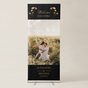 Mystical Black Gold Celestial Wedding Retractable Banner