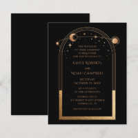Mystical Black Gold Sun Moon Astronomy Wedding