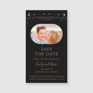 Mystical Black Gold Sun Moon Star Save The Date