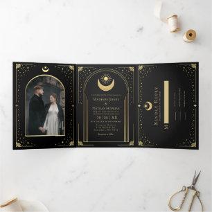 Mystical Black Gold Tarot Card Arch Wedding