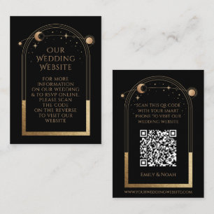 Mystical Black Gold Wedding Website RSVP QR Code Enclosure Card