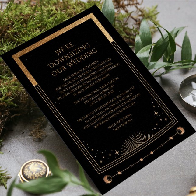 Mystical Black Gold We're Downsizing Our Wedding Holiday Card (Creator Uploaded)
