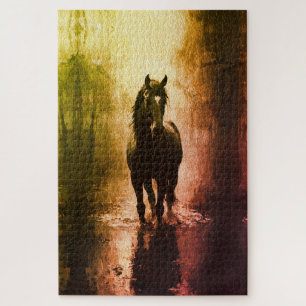 Mystical Black Horse – Dark Fantasy Equestrian Jigsaw Puzzle