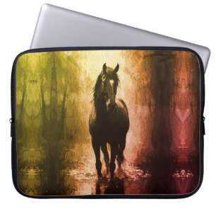 Mystical Black Horse – Dark Fantasy Equestrian Laptop Sleeve